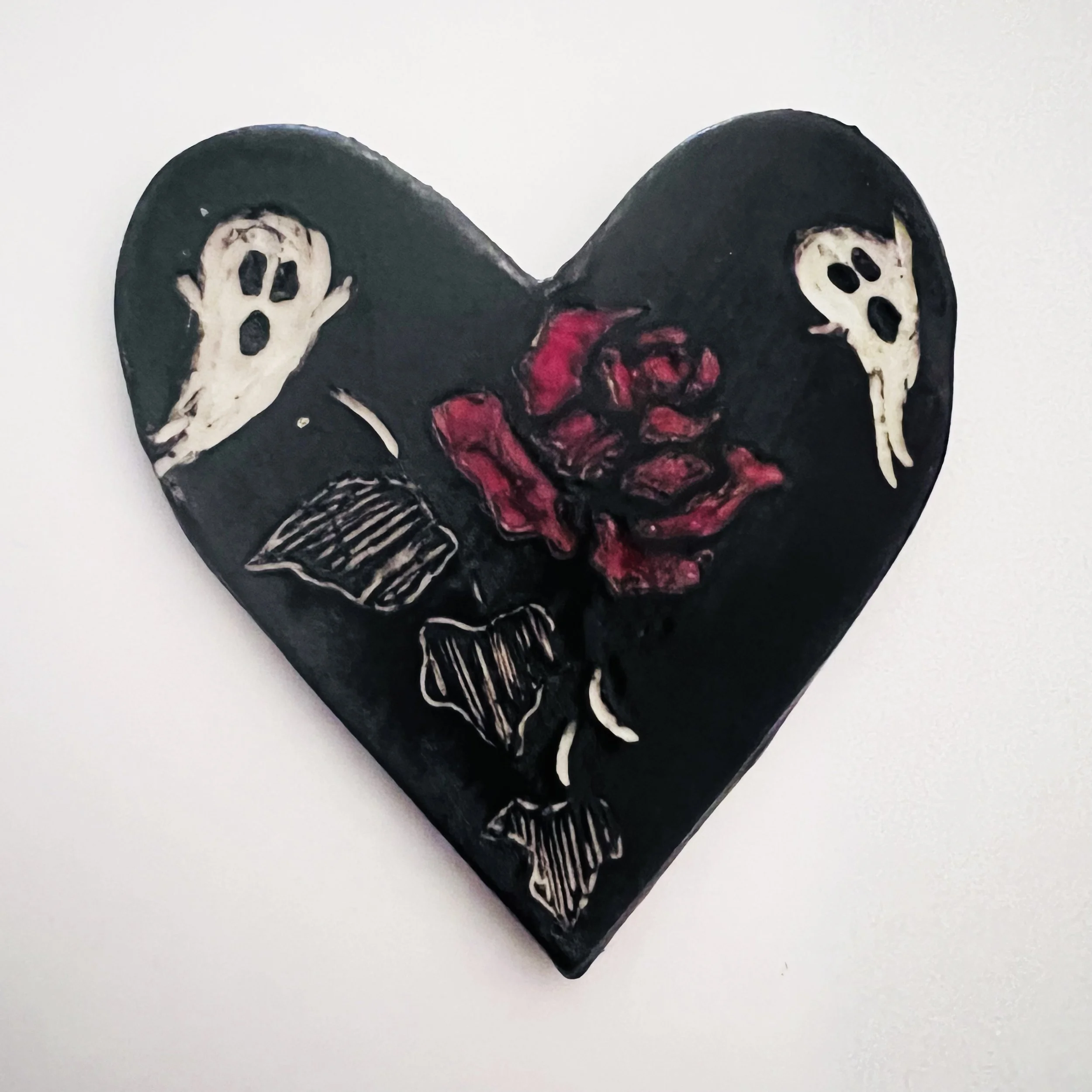 Sgraffito Ghosts with Rose Heart