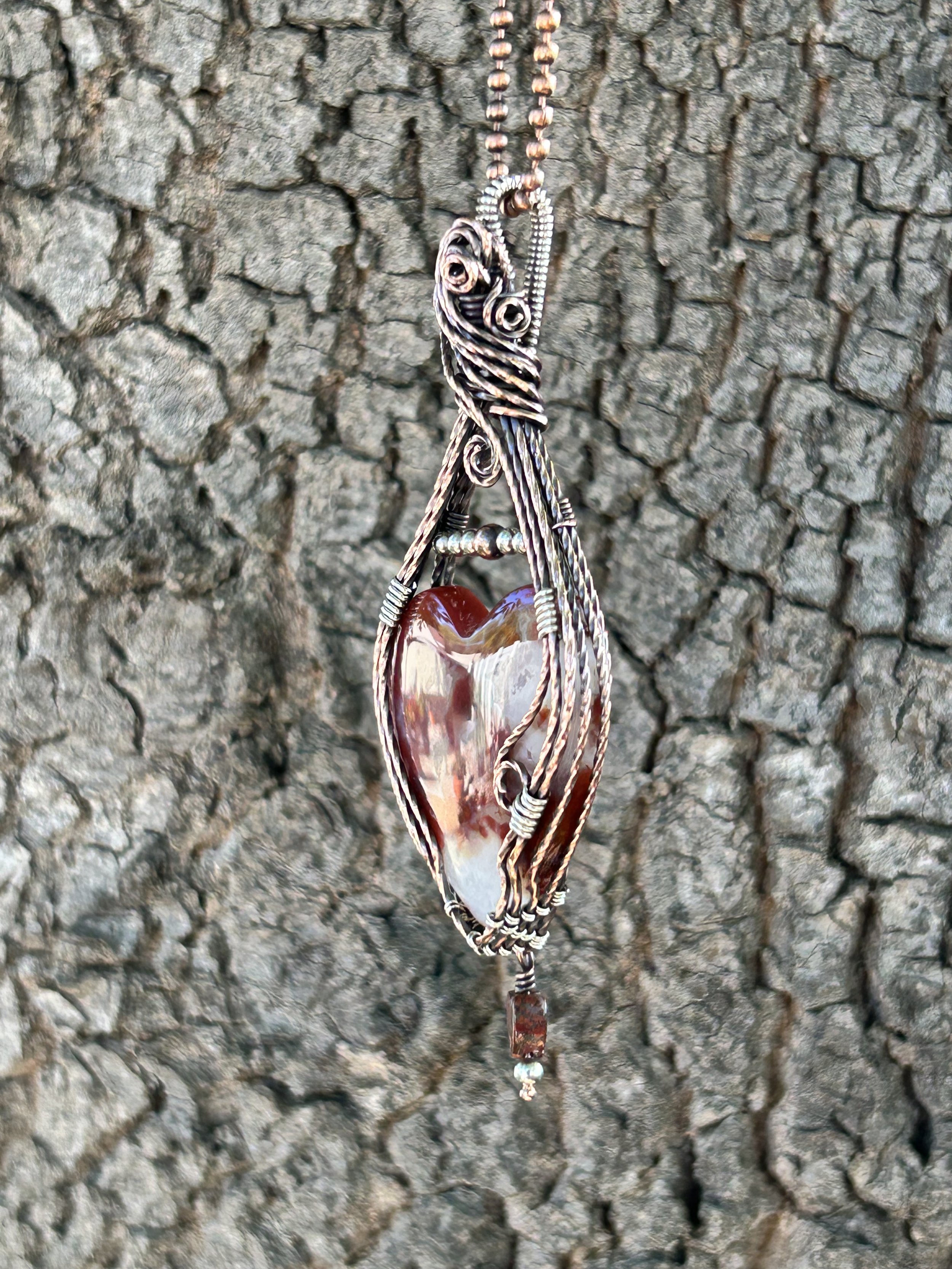 Red Plume Agate heart