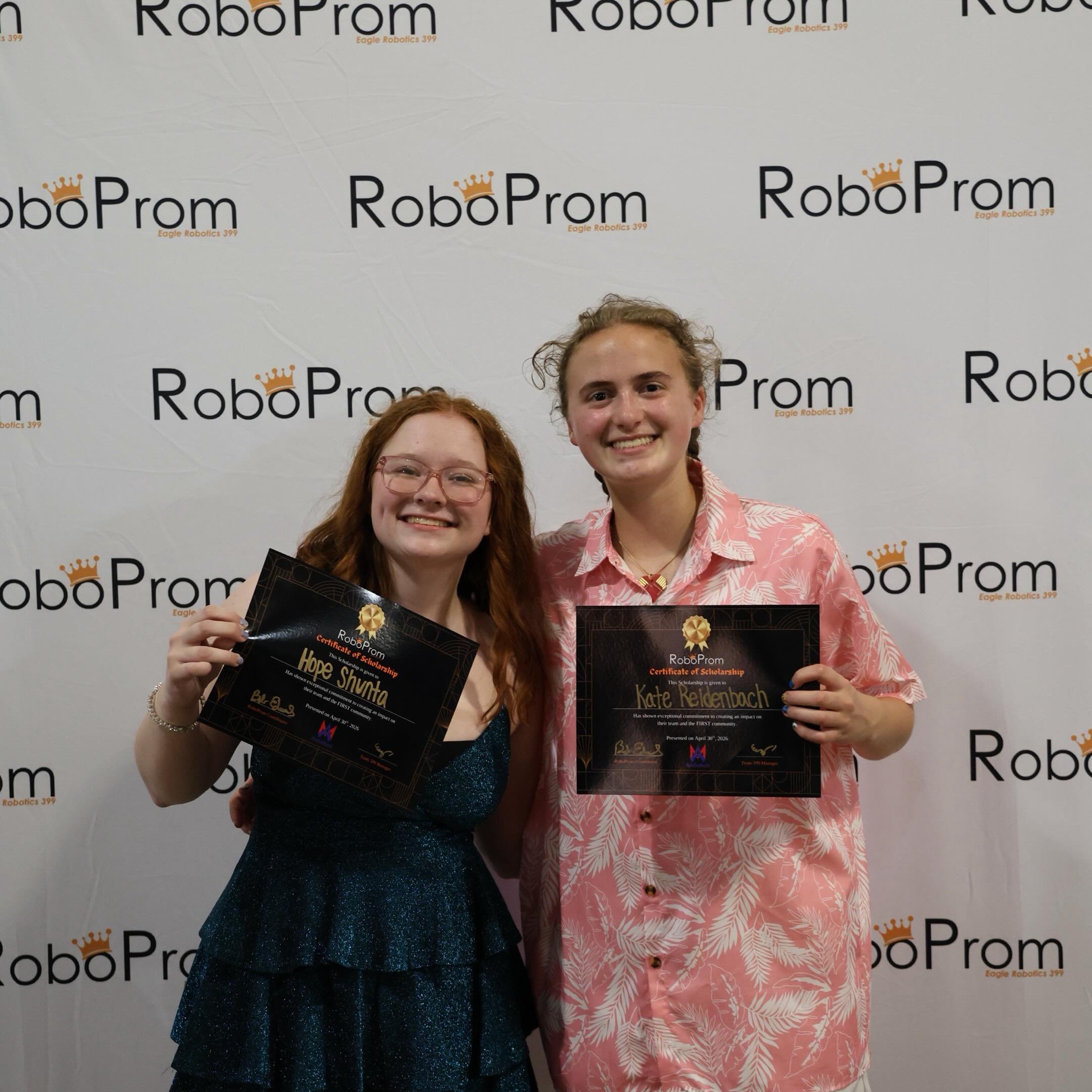 Congratulations to our 2026 RoboProm Scholarship winners! 🎓🤖✨

We are so proud to recognize these two outstanding students for their hard work, leadership, and dedication both in and out of robotics. Thank you to AndyMark￼ for sponsoring these scho