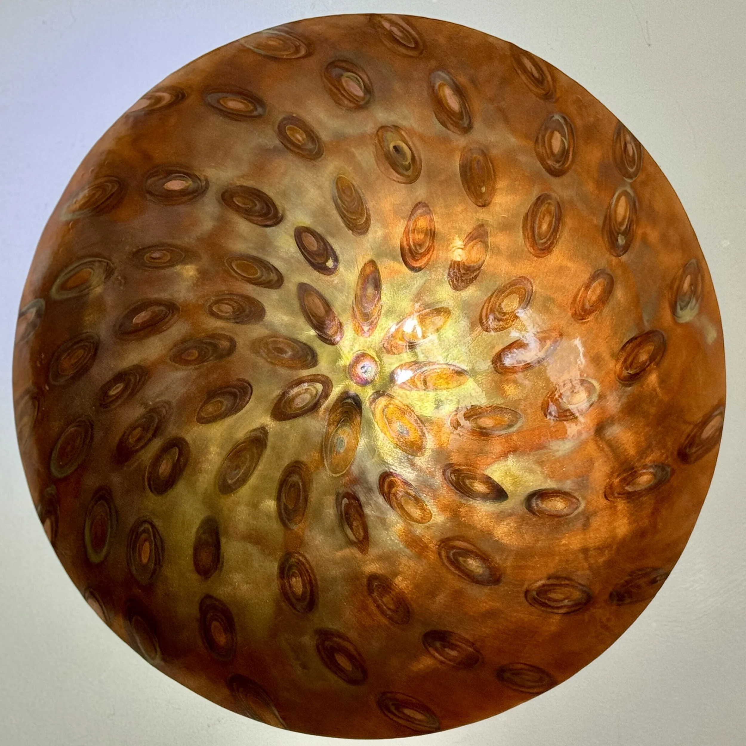 Flame painted copper shell