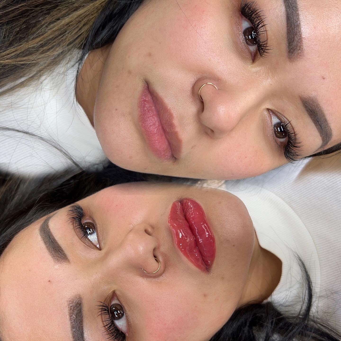 Lip blush and healing brow touch up! I gave her a little more color to her lips. The goal is a more precise outline of her lips/cupids bow and even color throughout to give an a illusion of fuller lips without filler

Stay ready with lashes, brows, a