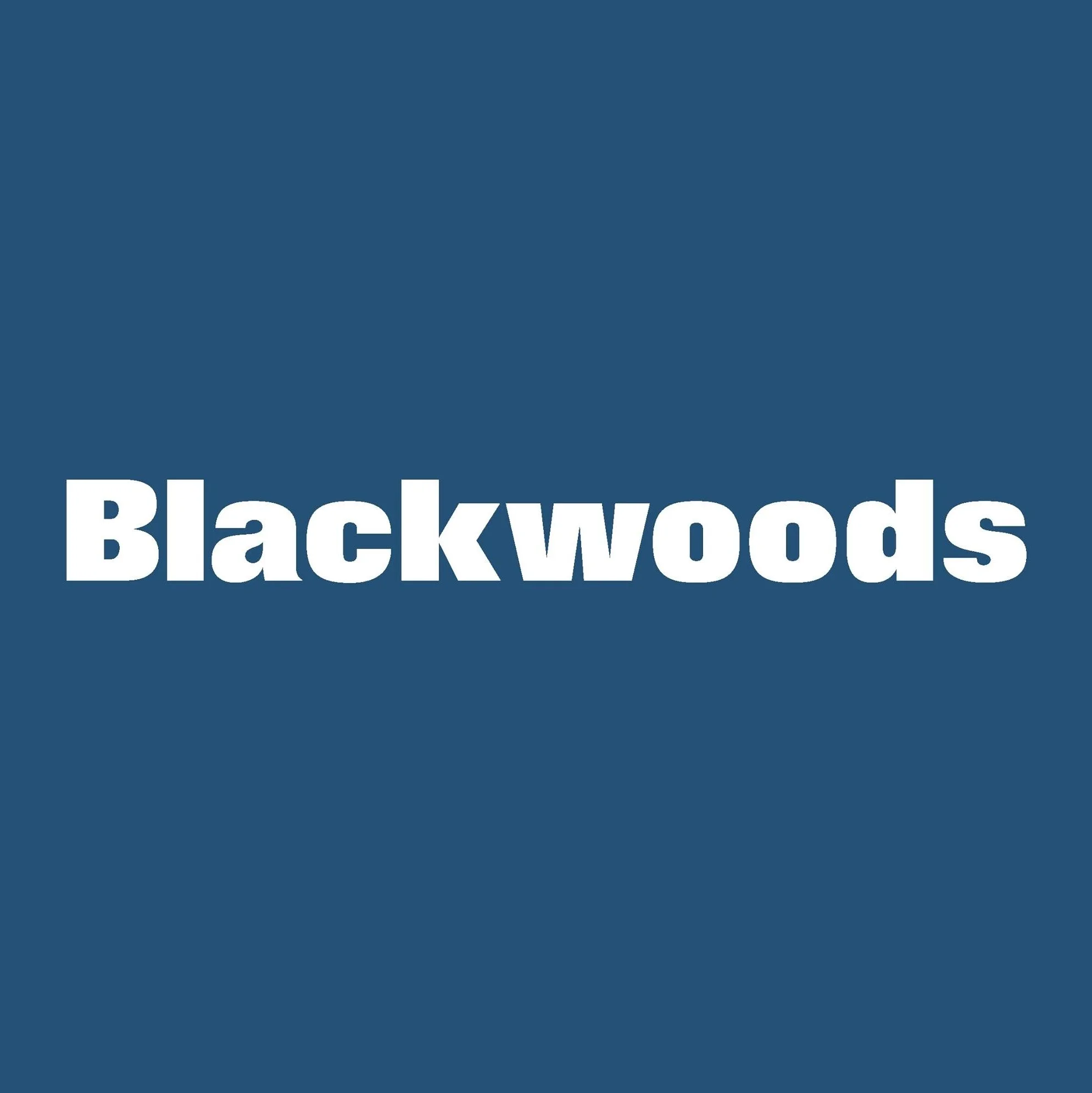 Part of a logo with blue background and white text that reads '& Blackwoods'.