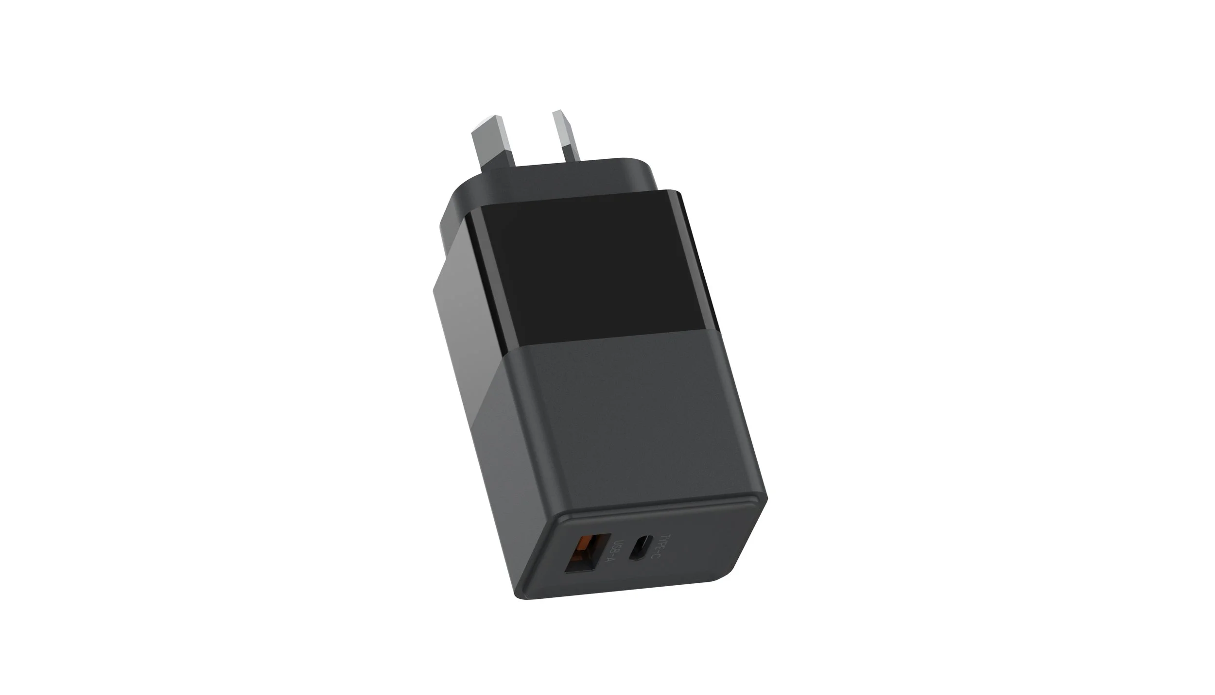 A USB wall outlet adapter with a Type-C port and a power switch.