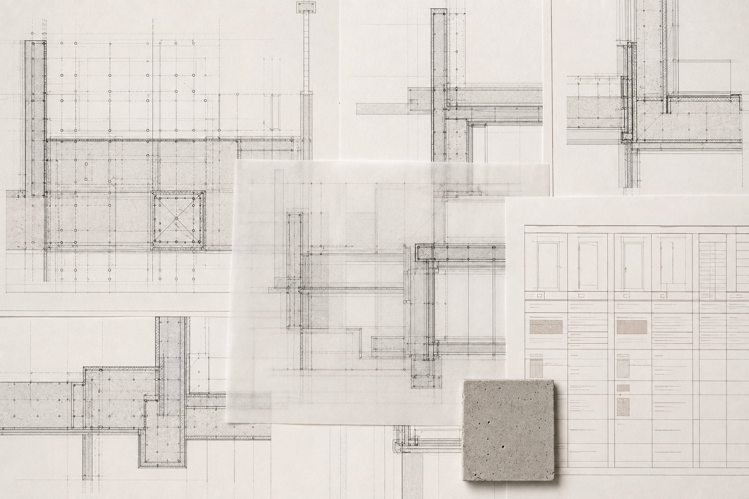 Coordinated construction drawings, concrete details and material information prepared for project pricing and construction.