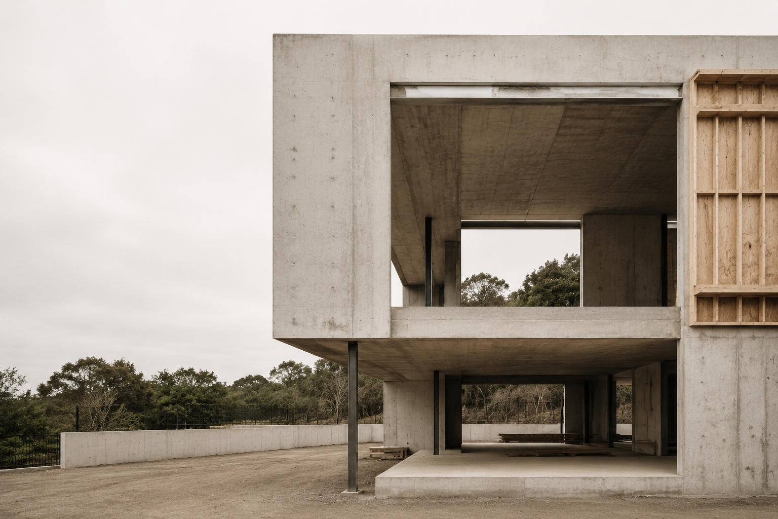 Substantial concrete residence under construction as part of COAD88’s complete design-and-build process.