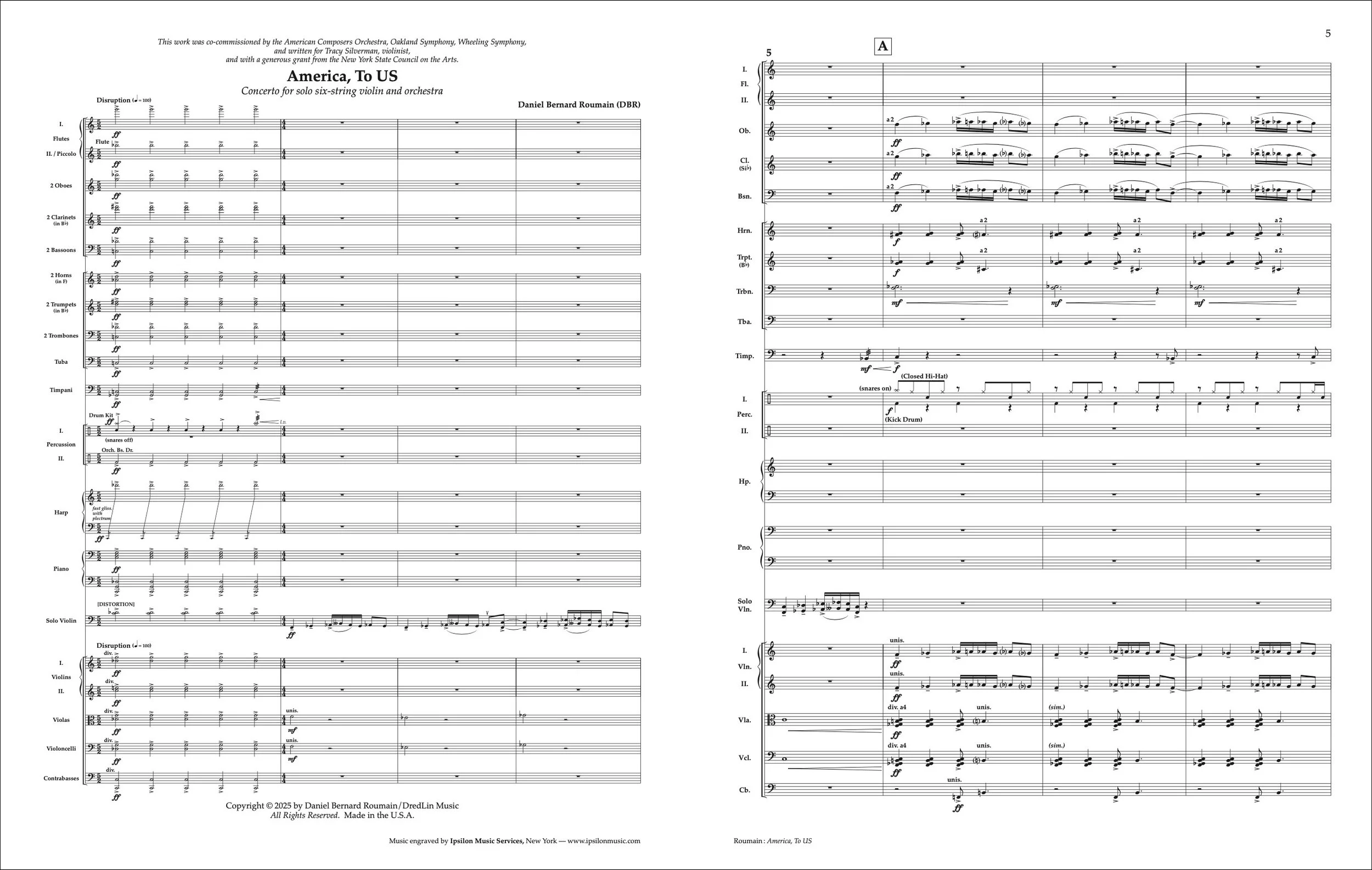 America, To US orchestral score sample
