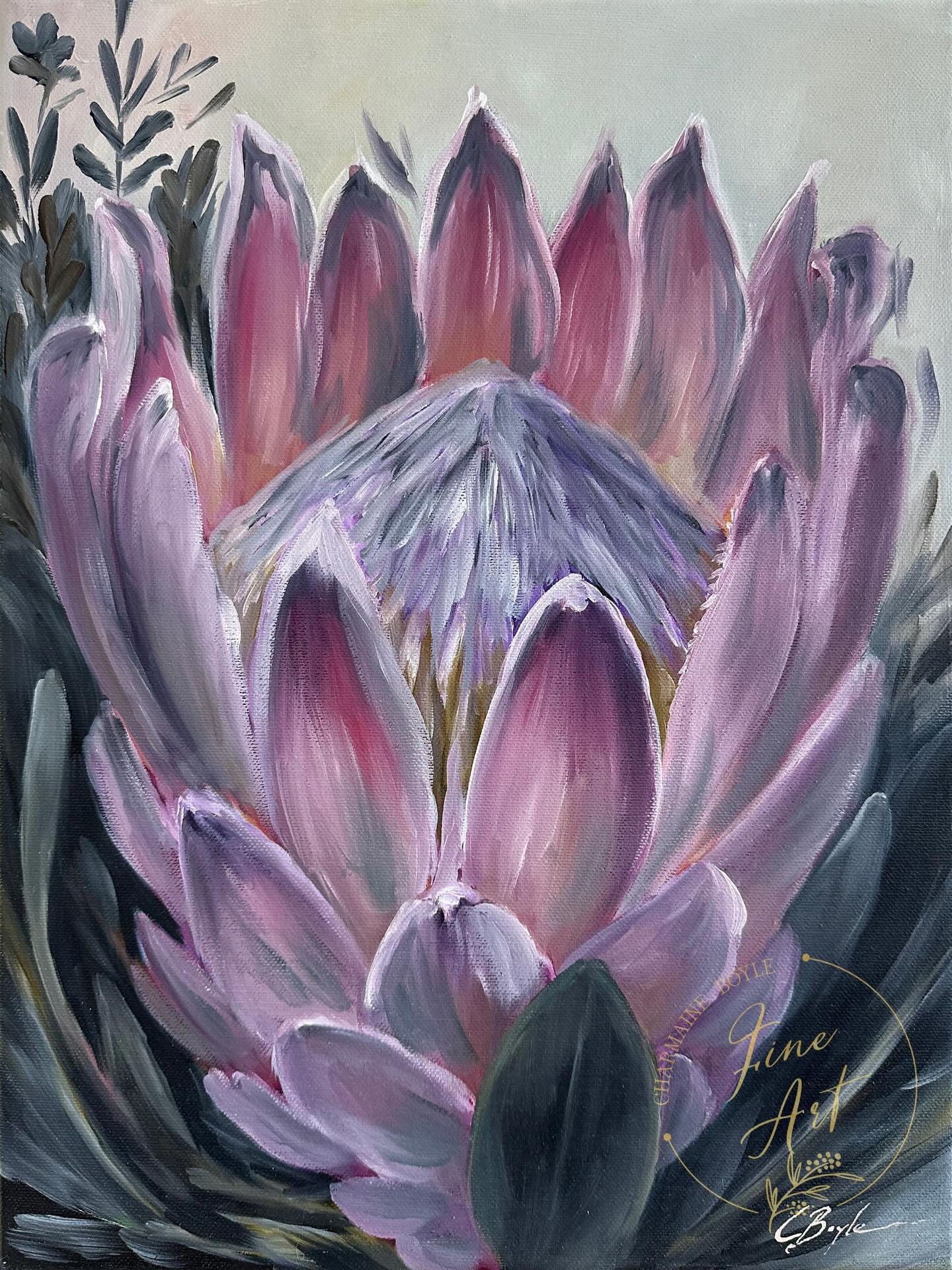 I love proteas&hellip; they are definitely one of my favourite flowers and hold fond memories of South Africa for me 🥰💜 

Growing up on a farm in SA shaped my lifelong connection to the natural world and through my art I aim to capture quiet moment