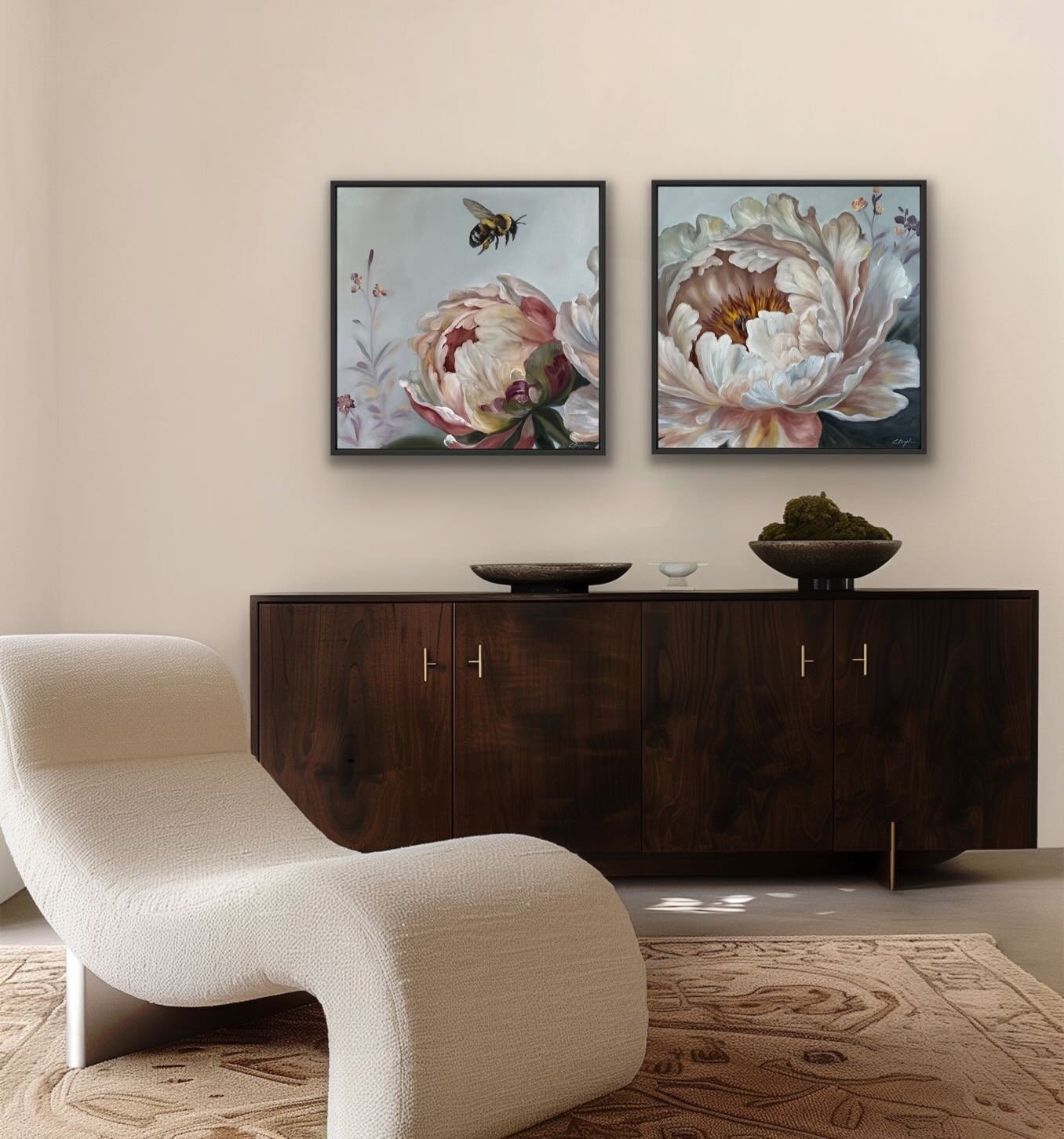 I ❤️bumblebees 🐝 🥰
This diptych, titled &lsquo;Where we Breathe&rsquo;, works beautifully in a few different display options (see insitu images) 🤗

Available soon @glasgowgallery &lsquo;Stone and Bloom&rsquo; exhibition
 11 April - 9th May

Oil on