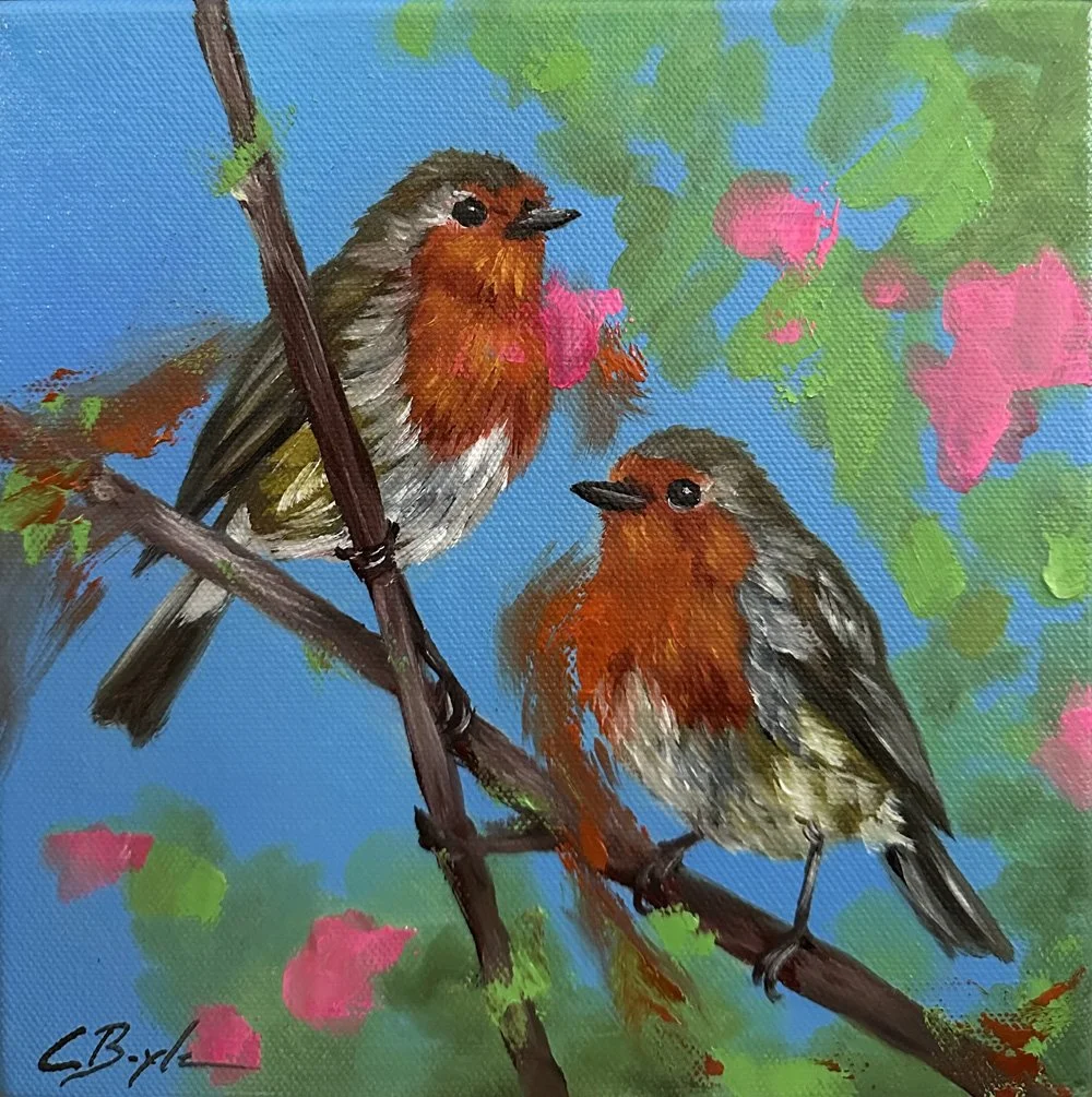 Robins in Garden - Oil on Canvas - 20 x 20cm
£175 (Framed) RESERVED