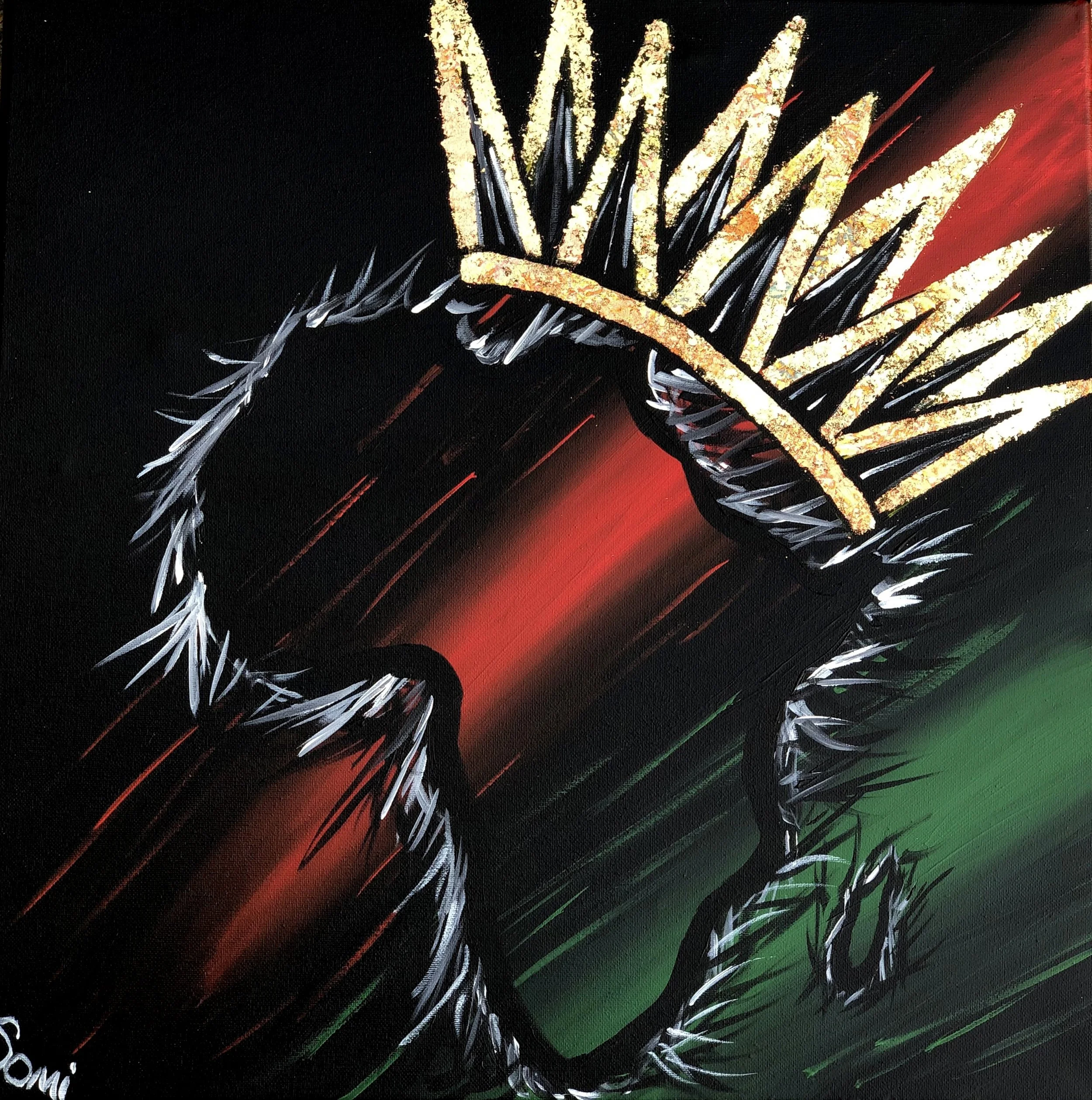 Royalty, 2019. Acrylic on Canvas w/ Gold Leaf.