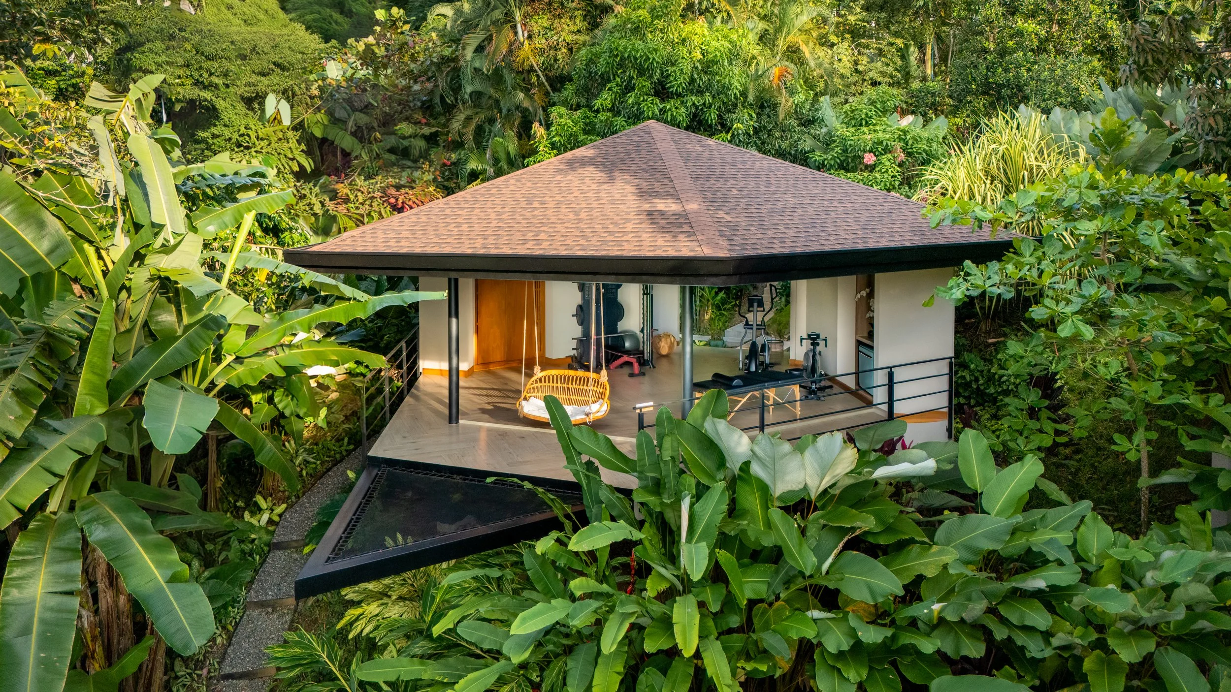 Architectual photography of a gym in the jungle