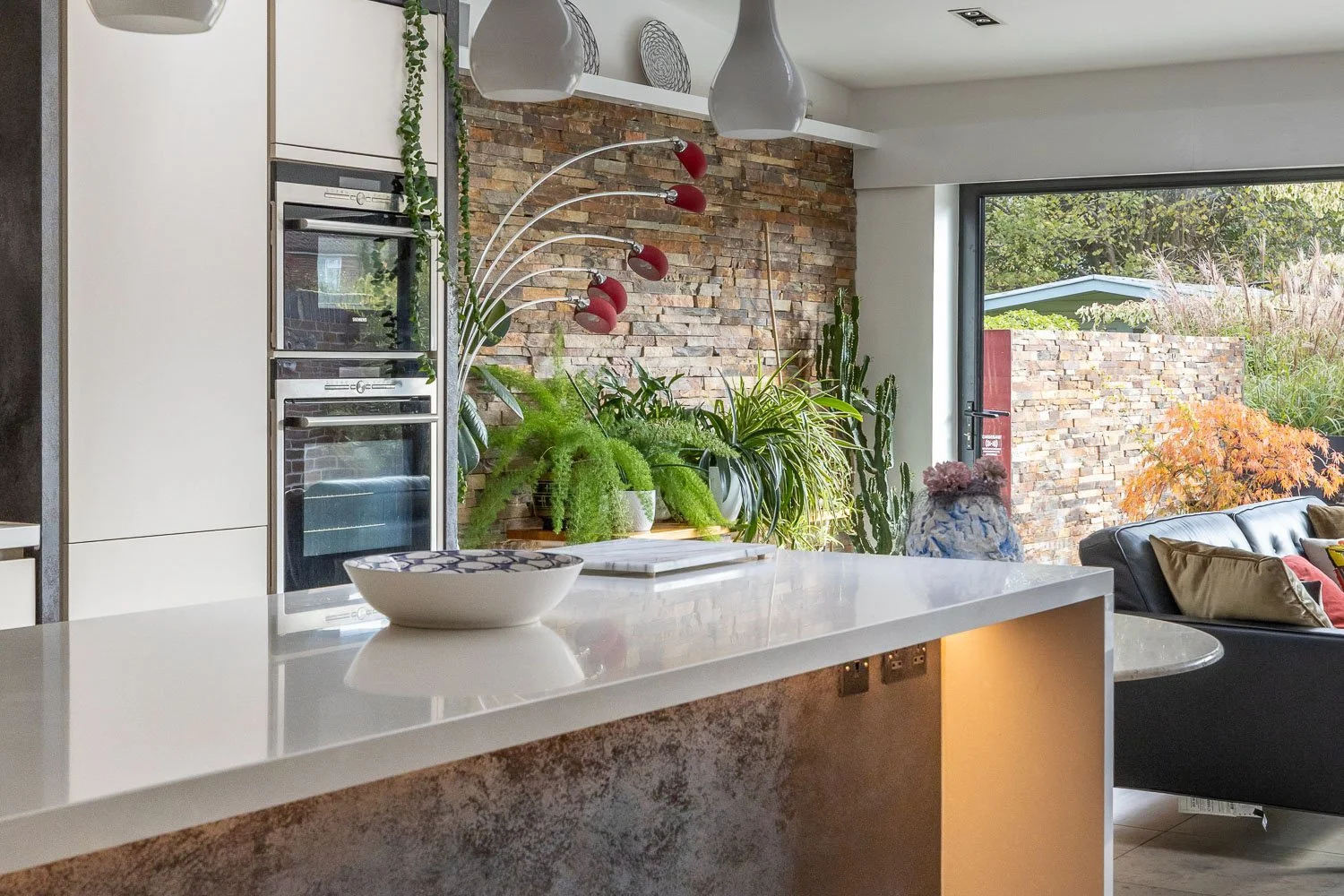 Under lighting under the island in a modern kitchen