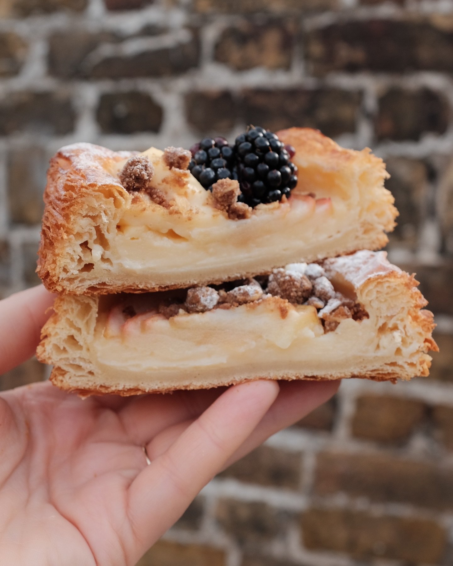 Baker&rsquo;s life lately 🧡

1) Apple, blackberry &amp; custard crumble danish*
2) Plum &amp; custard danish
3) Chickpea curry slice*
4) Our little loaf&rsquo;s first birthday
5) Tiny croissant for a little loaf 
6) Raspberry iced buns 
7) Birthday 