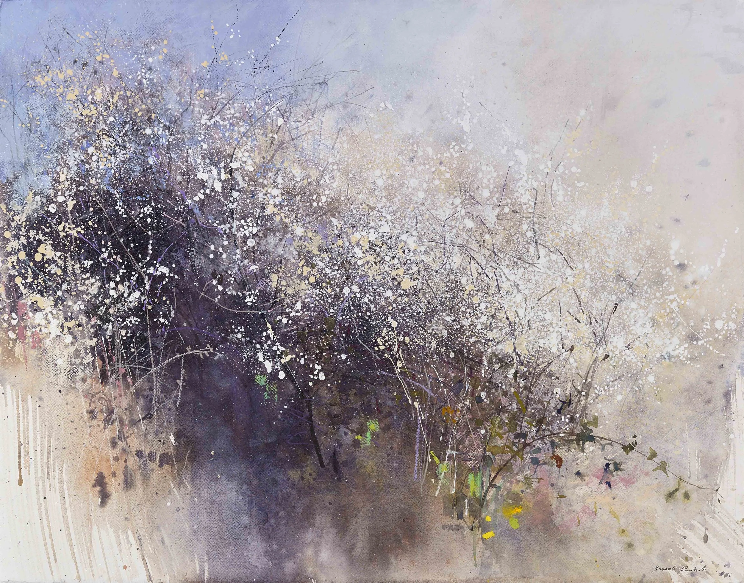 Blackthorn Blossom by the River, mixed media on watercolour paper, 58x76cm, £2750.jpg