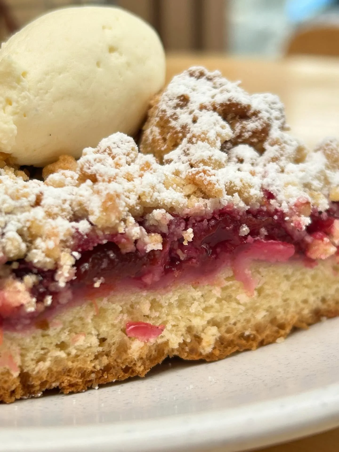Have you tried our Plum Crumble yet? 🤤

❤️The juiciest, jammiest plums sit atop a soft German cake, sprinkled with golden spiced crumble and a fresh dollop of cream.

This one is only here for a limited time. Try it before it flies out the door! 😋
