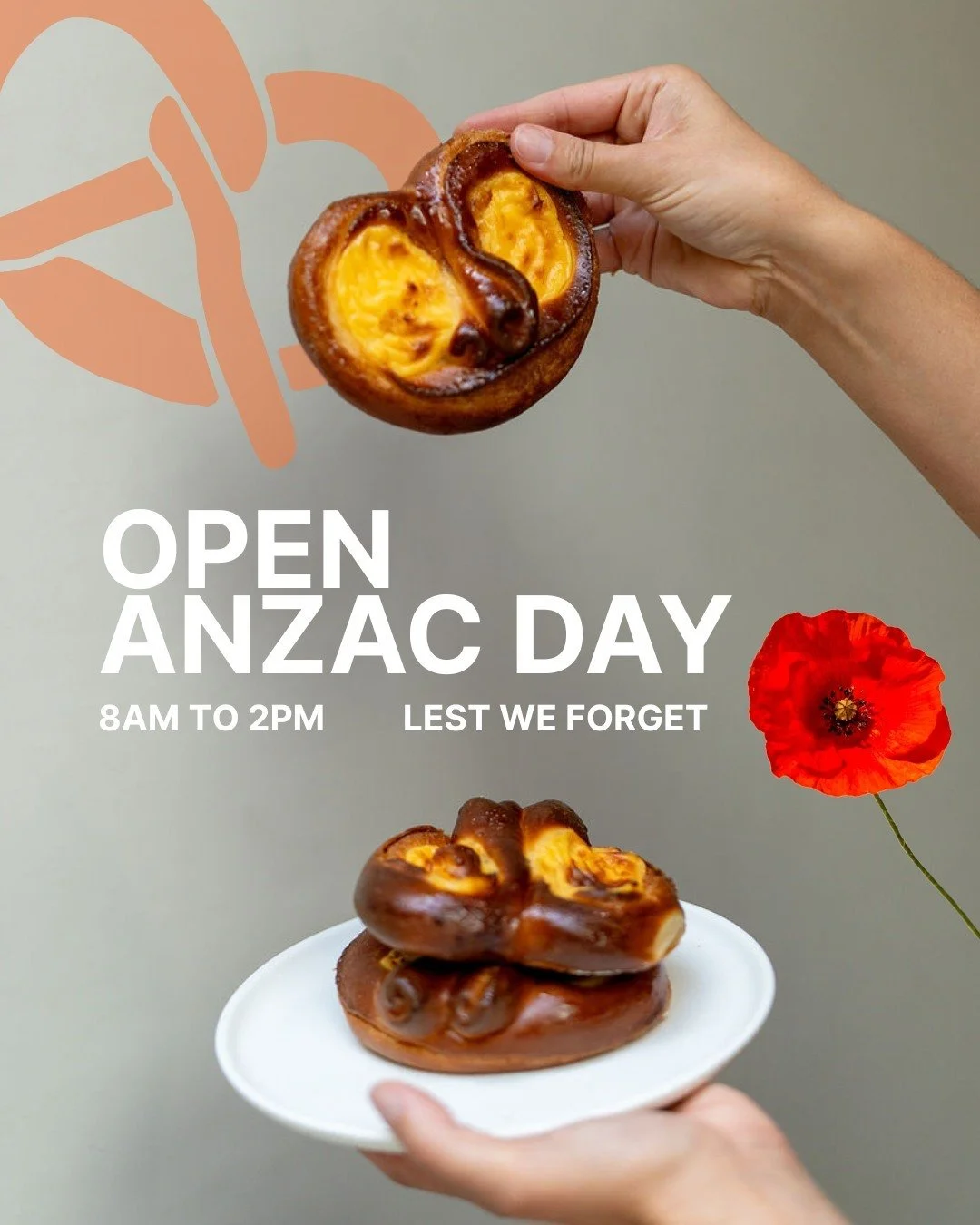 Trading as usual this Saturday, 8am to 2pm for ANZAC Day! ❤️

Whether you're heading to a dawn service and need coffee and something warm afterwards, planning a family gathering and want fresh bread for the day, or just keeping it low-key at home, we