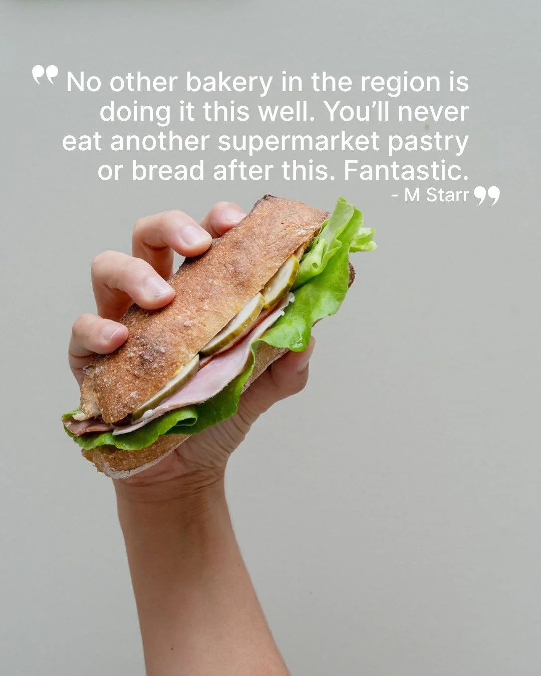 This review just landed and we had to share it with you 💛

Our cheese sticks got called "heavenly." Plum crumble made the cut (seriously it's your last chance to try!). And apparently, we've ruined supermarket bread for someone forever.

M