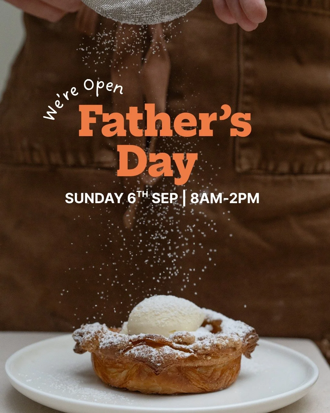 WE'RE OPEN SUNDAY 6TH SEPT

Your Dad called 📞

He's over the generic gifts this Father's Day. He wants Butterken!
(We don't blame him, honestly)

Lucky for you, we're open Father's Day 6th Sep | 8am-2pm 

Our handcrafted pastries and savoury treats 