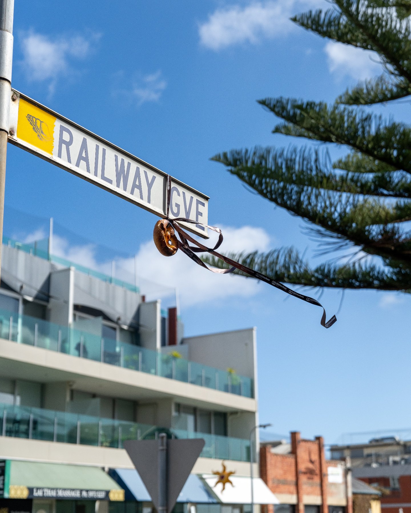 A little pretzel, floating in the wind, hanging from our new street sign... 🥨

Our very poetic way of announcing that our second home on the Mornington Peninsula will be...

15 Railway Grove, Mornington! 🌊

As we&rsquo;ve mentioned before, this is 