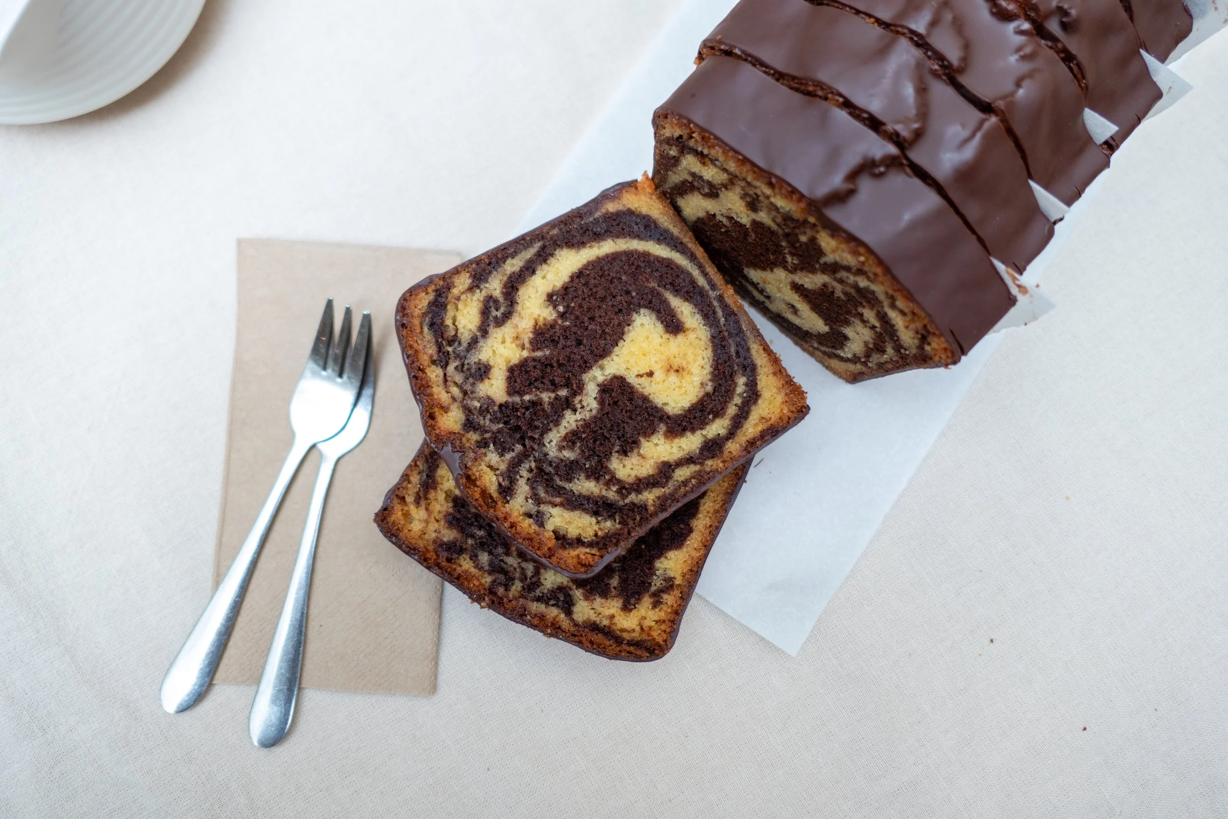 Sliced marble cake