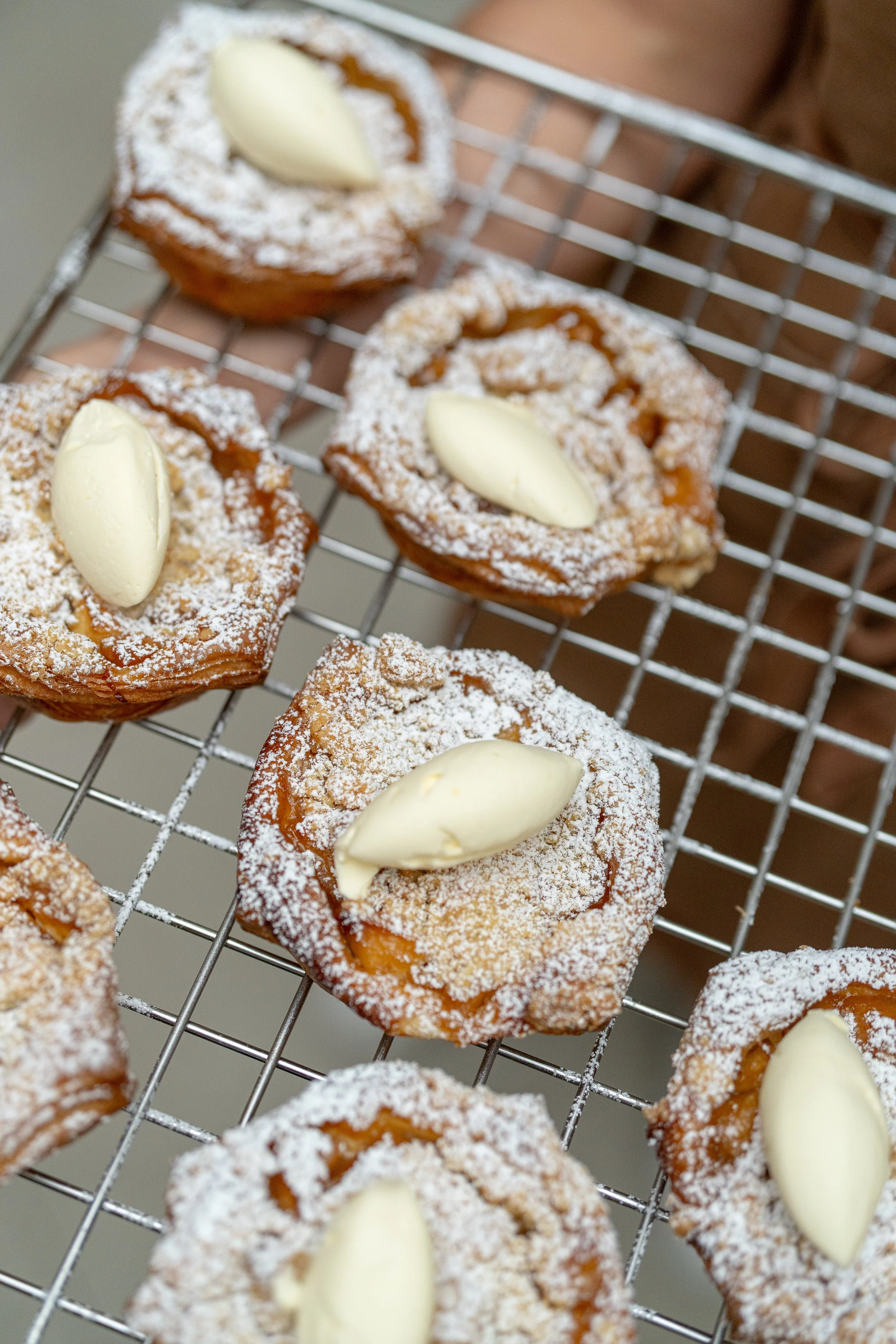 A rack full of apple crumble