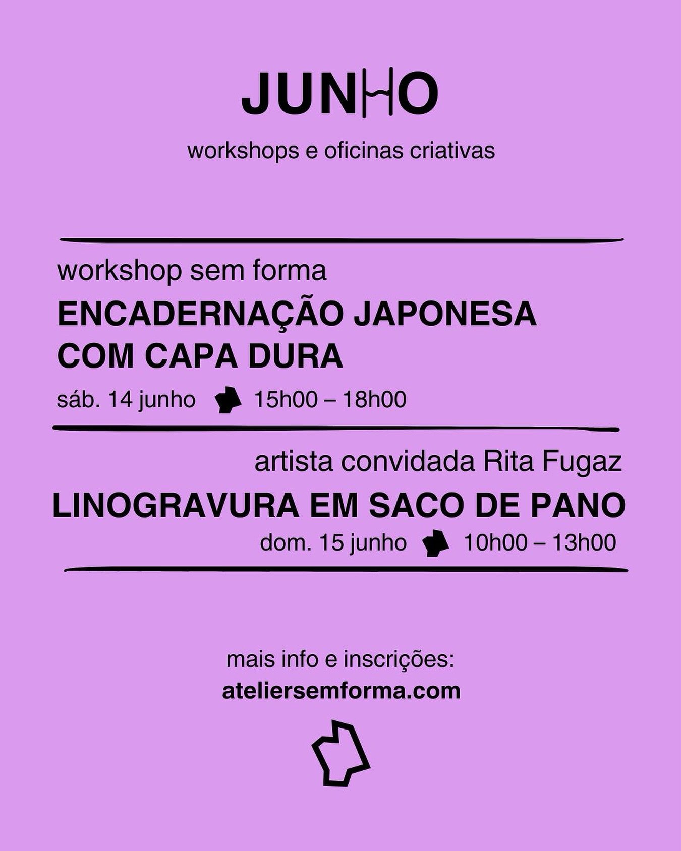 Em junho vamos ter duas oficinas para abrir as portas ao ver&atilde;o! Lembrem-se que em julho e agosto fazemos uma pausa nos workshops, por isso aproveitem agora!

&bull; Dia 14 temos Encaderna&ccedil;&atilde;o Japonesa com a @ohmybinding e desta ve