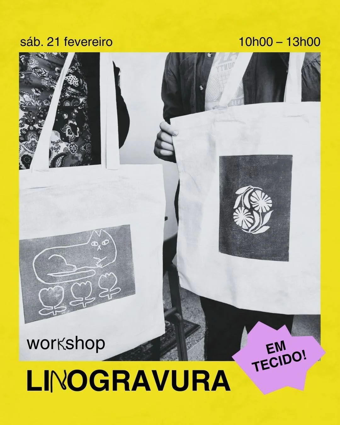 A Linogravura voltou ao Sem Forma!

No dia 21 a @ritafugaz ir&aacute; orientar uma oficina de inicia&ccedil;&atilde;o &agrave; linogravura em tecido onde os participantes ir&atilde;o imprimir o seu desenho numa tote bag 😱

Mal podemos esperar para v