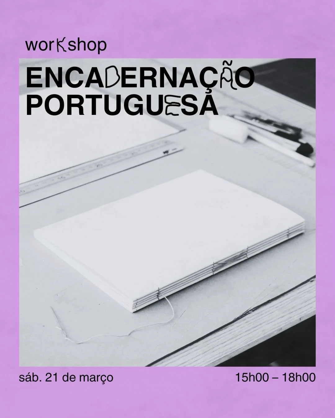 J&aacute; falta pouco para o pr&oacute;ximo workshop, desta vez de encaderna&ccedil;&atilde;o portuguesa!

Esta encaderna&ccedil;&atilde;o &eacute; realizada com recurso a serrote para fazer os sulcos no papel! Uma t&eacute;cnica tradicional e muito 