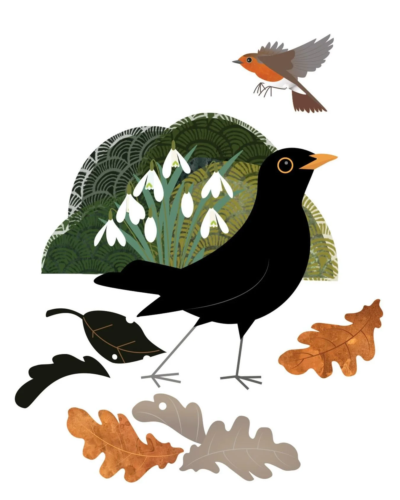 Early risers. Blackbird and Robin. Happy Tuesday.