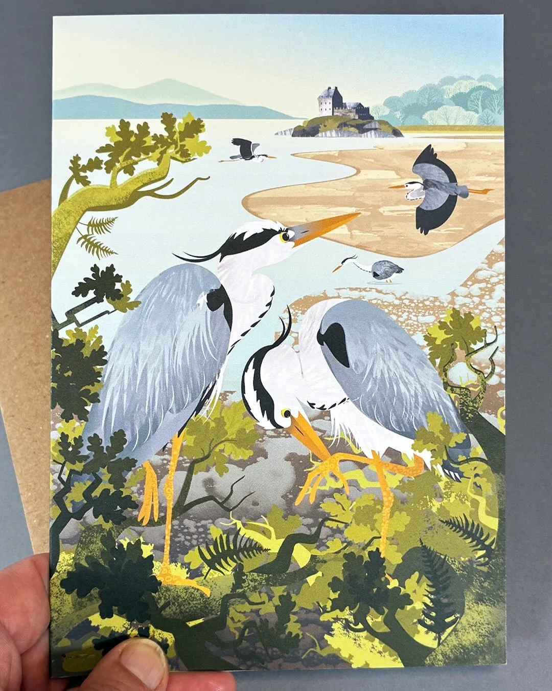 Heronry towards Duntrune Castle, Argyll. As of today, it&rsquo;s now available as an any occasion greetings card in my shop. If you&rsquo;re like me and find visualisation techniques helpful during stressful moments - this is the place I take myself 