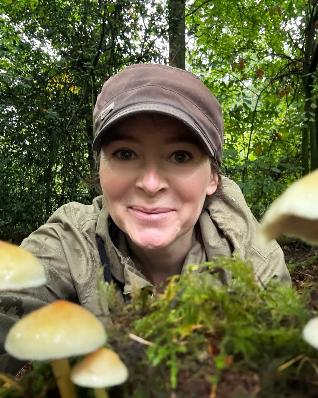 I forgot how much I used to love being out in the rain as a kid. Here I am today among a beautiful crop of sulfur tuft fungi, with raindrops swelling the moss and polishing fallen sweet chestnuts to a mahogany-red.