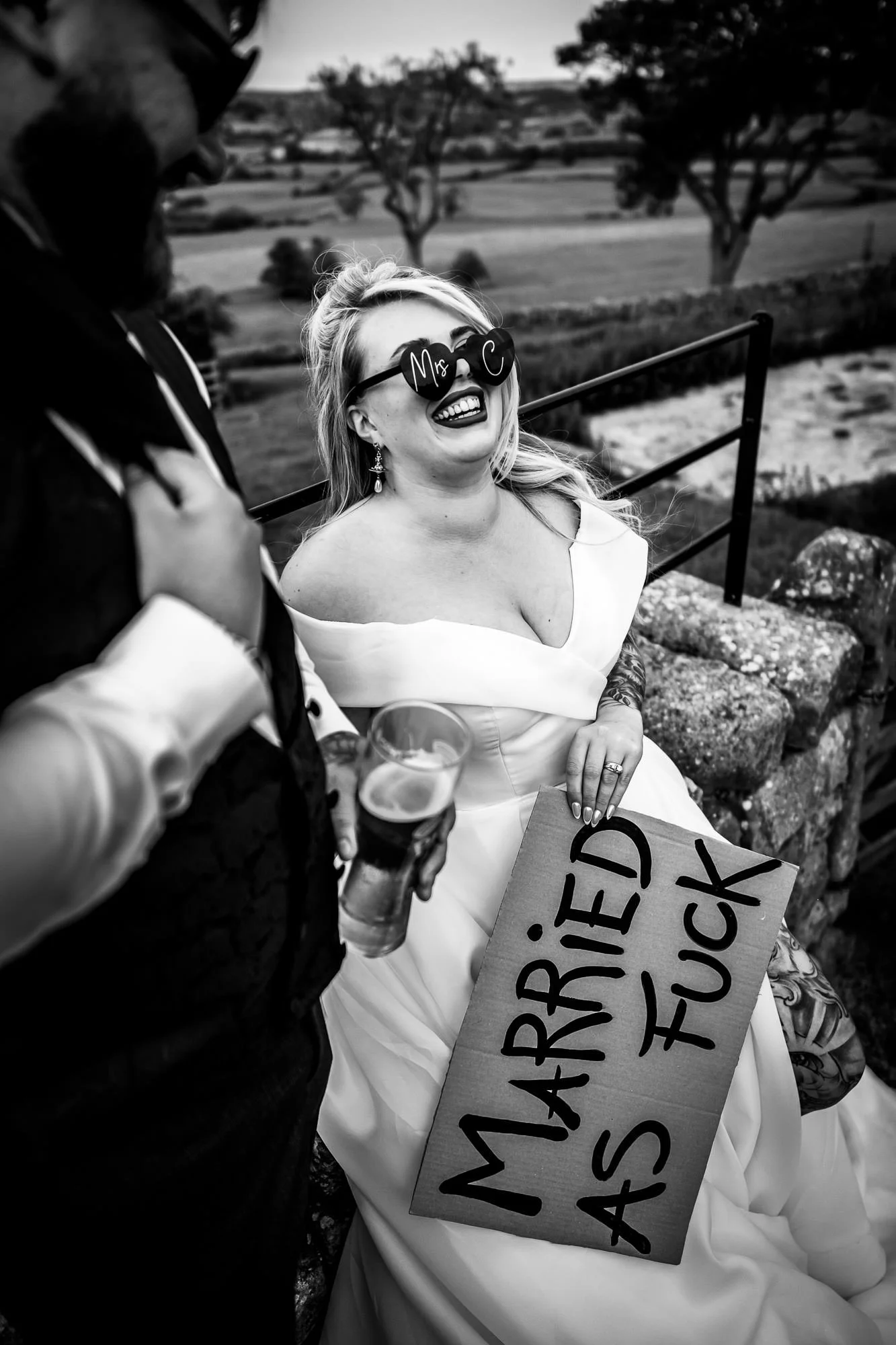 bride and groom at danby castle