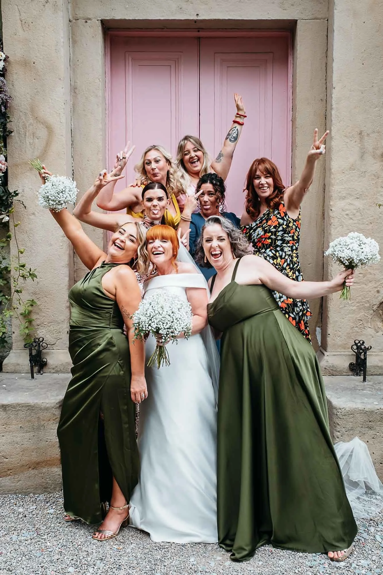 Bridesmaids reacting emotionally during an autumn ceremony at The Croft Hotel