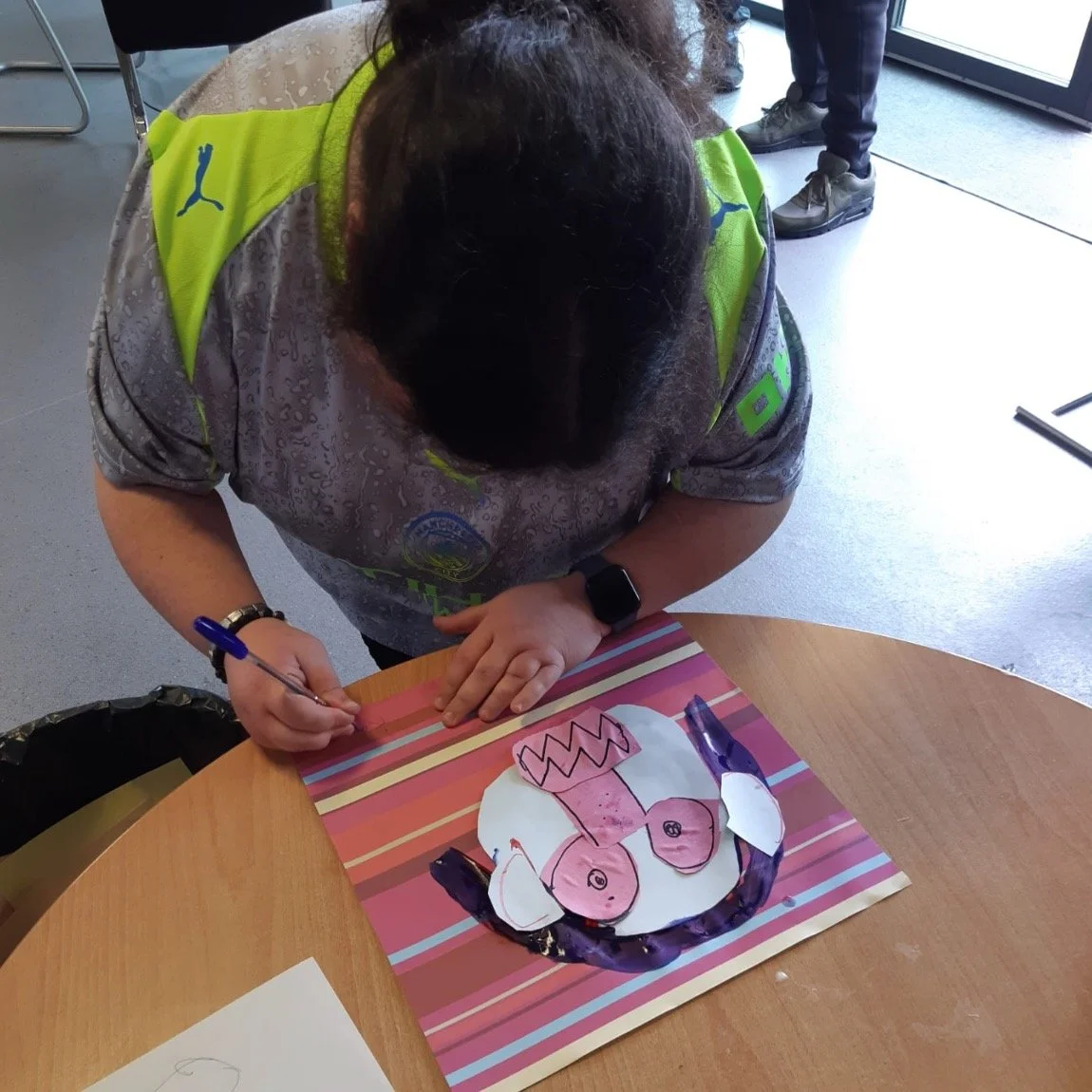 Wellbeing through Art Project looking at some abstract Picasso style portrait creations.