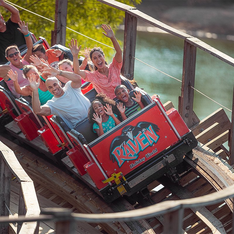 Holiday World | Family Enjoying Raven Roller Coaster