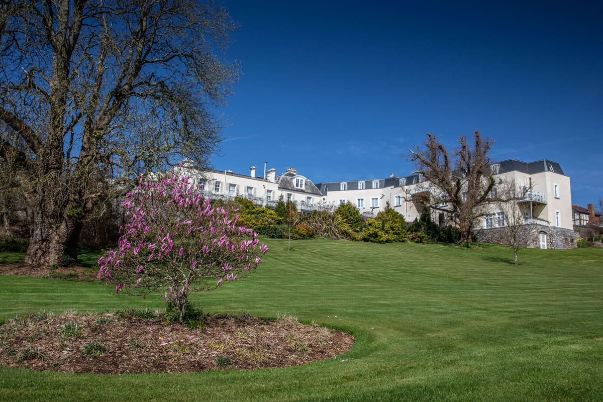 View to the hotel from the garden