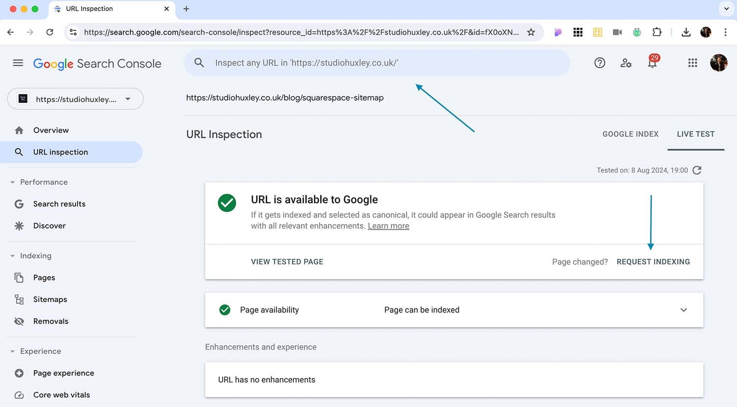 How can I get Google to crawl my Squarespace website faster?