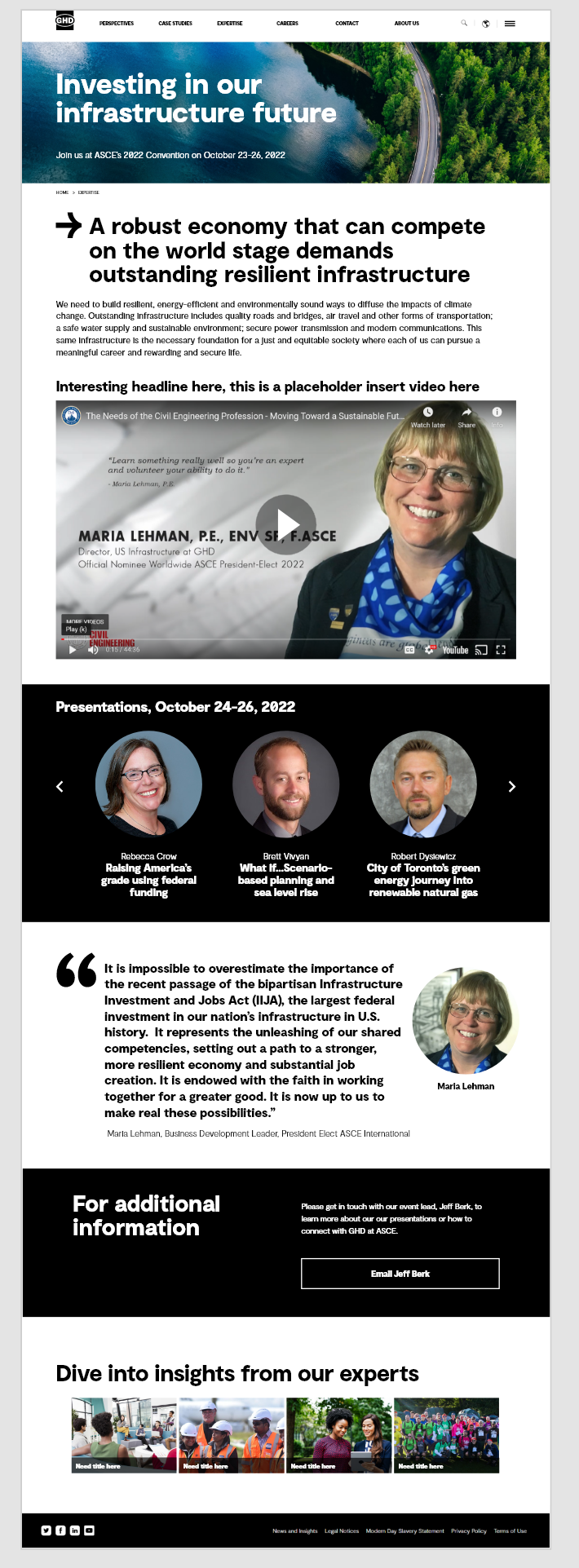 Wireframed landing page design in XD to promote event speakers