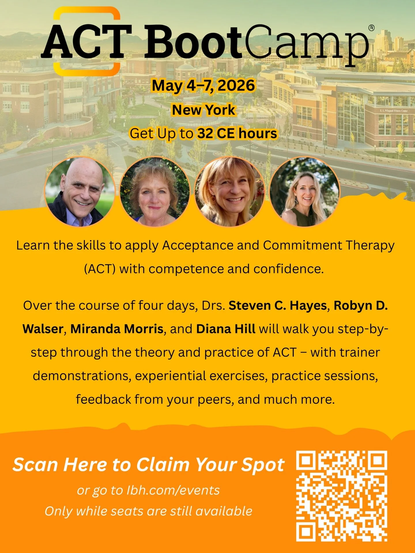 Many therapists say the same thing. 

They understand ACT and can explain the model. And yet, when a session becomes emotionally intense or stuck, they are not always sure how to respond in a way that truly helps.

ACT BootCamp 2026 in New York fr