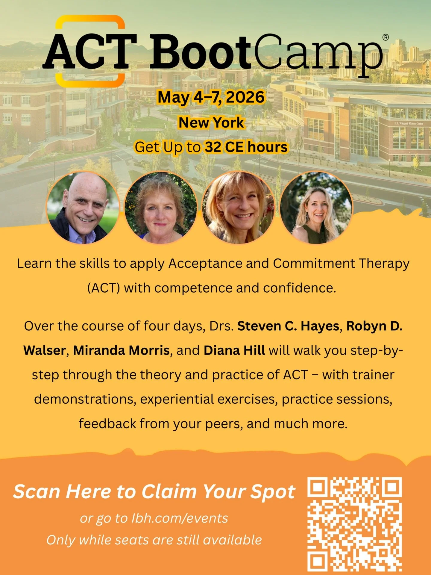 Many therapists say the same thing.

They understand ACT and can explain the model. And yet, when a session becomes emotionally intense or stuck, they are not always sure how to respond in a way that truly helps.

ACT BootCamp 2026 in New York fr