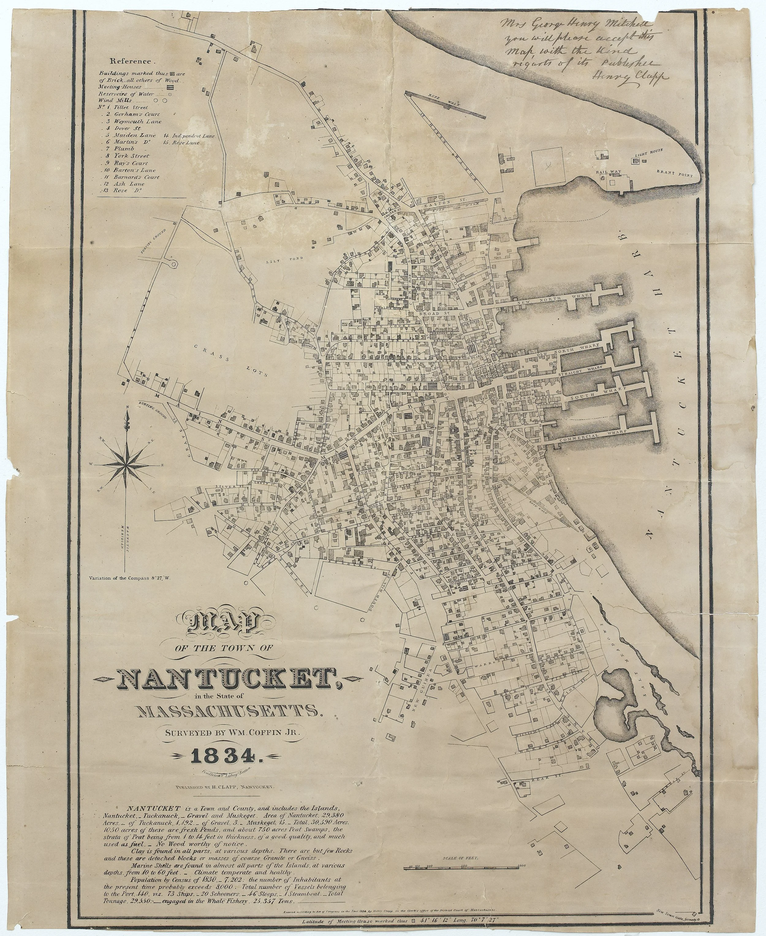 Map of the Town of Nantucket in the State of Massachusetts / William Coffin Jr, 1834. Courtesy of the Nantucket Historical Association.