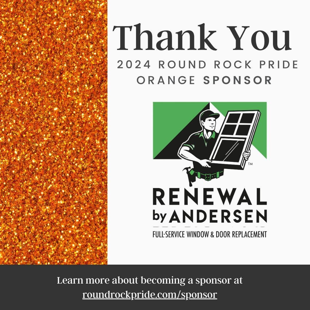 🌈 A massive round of applause to our amazing sponsor the Renewal by Andersen of Central Texas for making the 2024 Round Rock Pride Festival possible! Your support means the world to us and the LGBTQ+ community! 🎉🏳️&zwj;🌈 
#Pride2024 #RoundRockPri