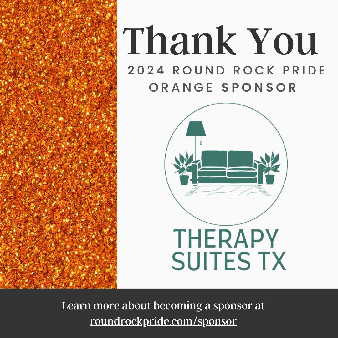 🌈 A massive round of applause to our amazing sponsor Therapy Suites TX  for making the 2024 Round Rock Pride Festival possible! Your support means the world to us and the LGBTQ+ community! 🎉🏳️&zwj;🌈 #Pride2024 #RoundRockPride2024 #SponsorApprecia