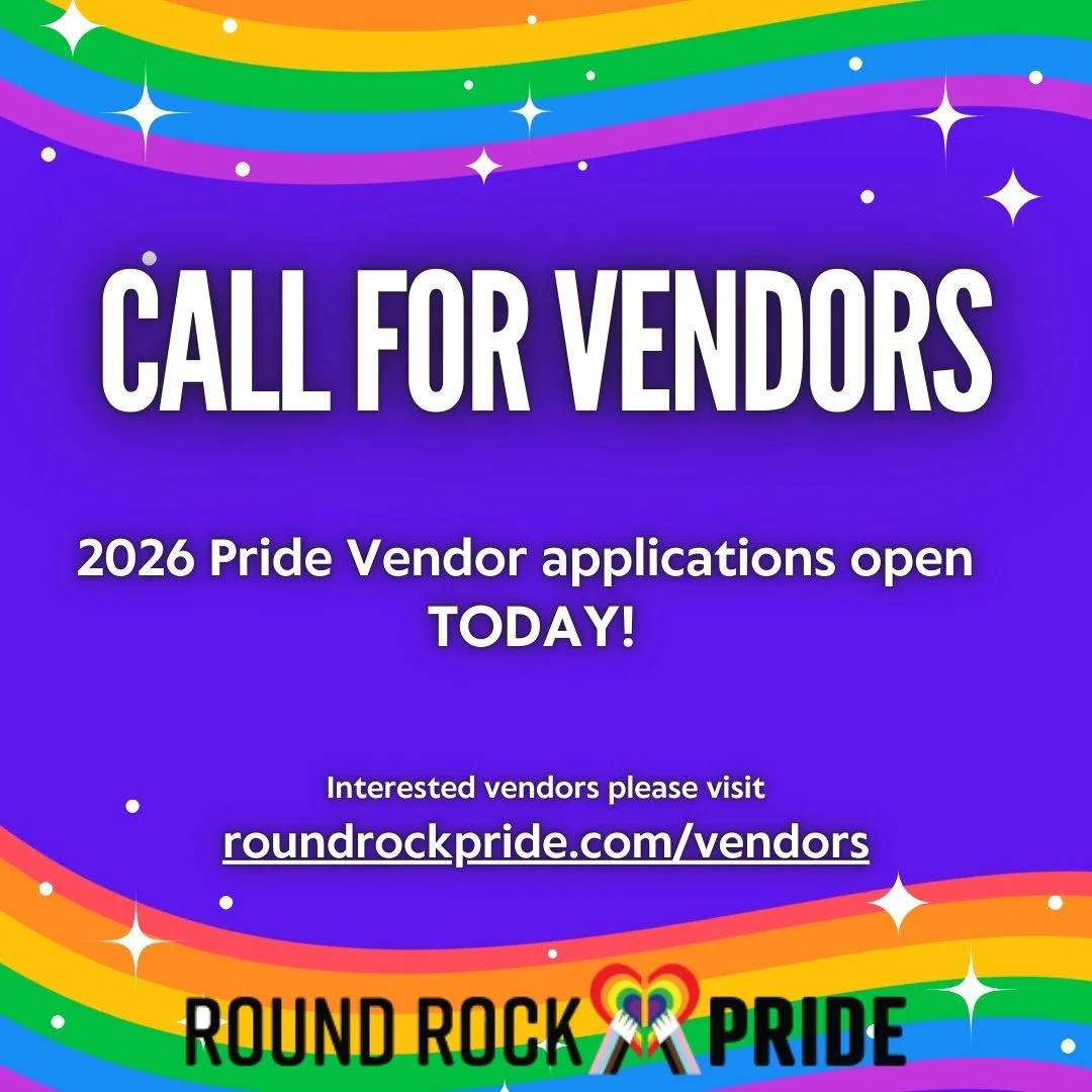 🌈 VENDORS WANTED | ROUND ROCK PRIDE 2026 🌈

Vendor applications for the 2026 Round Rock Pride Festival are now open! 🎉
We&rsquo;re inviting makers, artists, nonprofits, small businesses, and food vendors to be part of one of Central Texas&rsquo; m