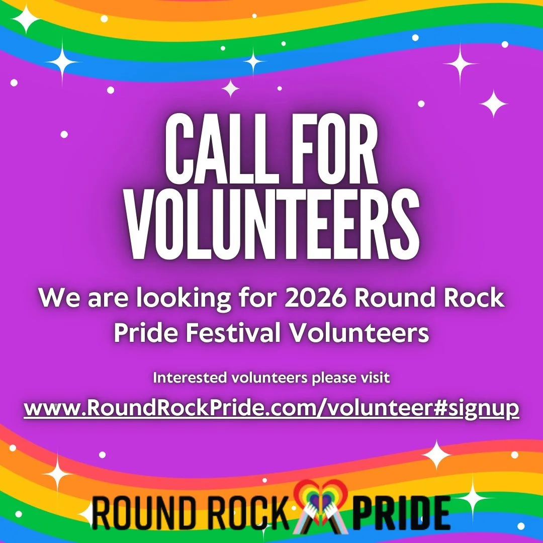 🌈 Volunteers Needed for the 2026 Round Rock Pride Festival!

It takes an amazing community to make Pride happen, and we&rsquo;d love for you to be part of it. Help us create a fun, welcoming, and unforgettable celebration for everyone!

🙌 Sign up t