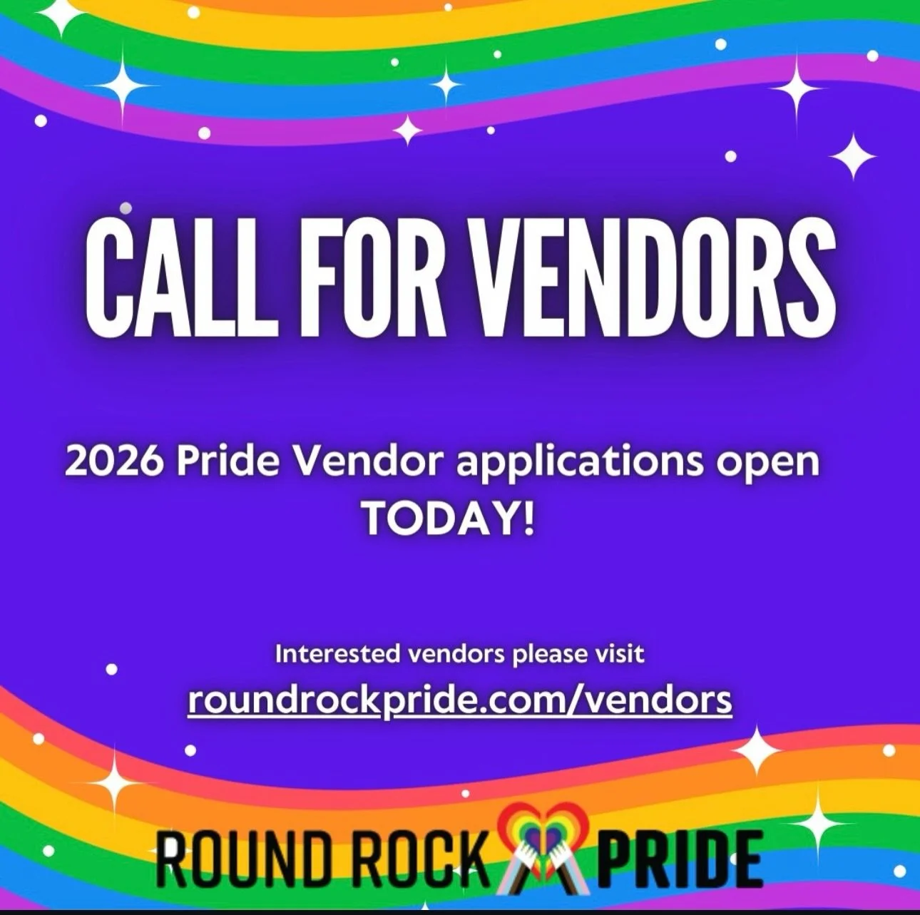 *VERY FEW SPOTS REMAINING* 🌈✨

Vendor applications for the 2026 Round Rock Pride Festival are now open! 
We&rsquo;re inviting makers, artists, nonprofits, small businesses, and food vendors to be part of one of Central Texas&rsquo; most vibrant Prid