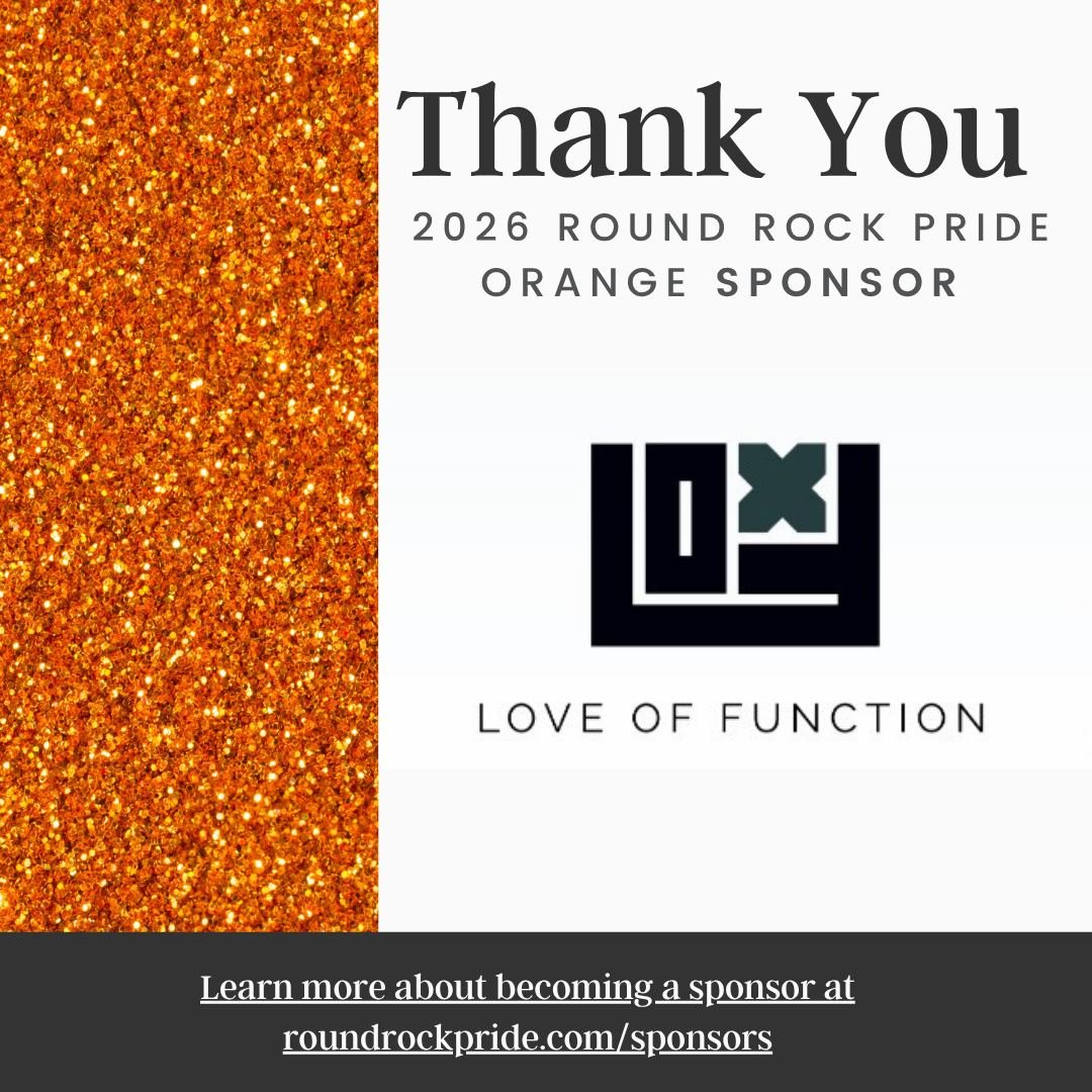 ✨ We are proud to have @loveoffunction  as a sponsor of #RoundRockPride2026! 🏳️&zwj;🌈 Your commitment to inclusion and equality helps make our work possible&mdash;thank you for standing with our community. 💖