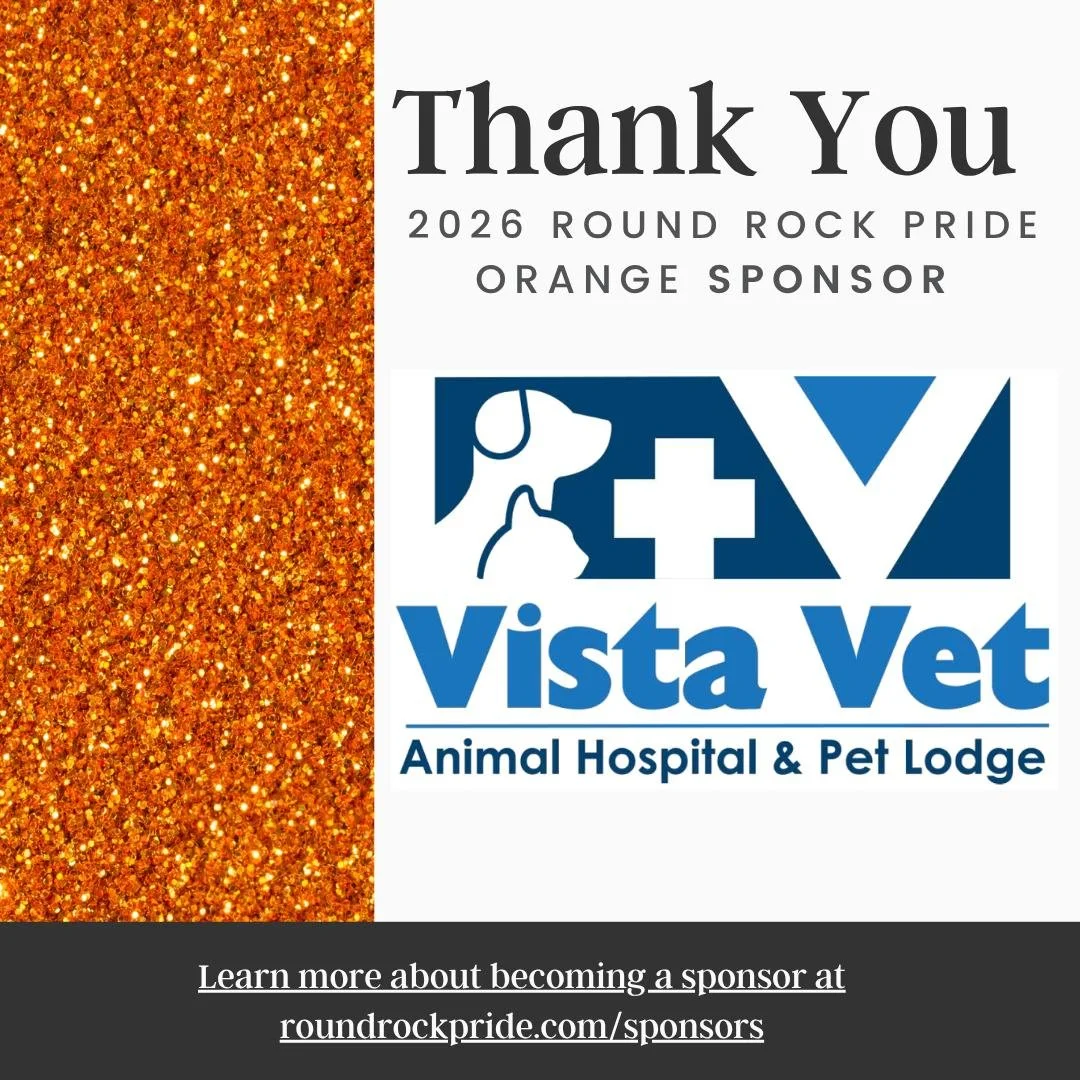 ✨ We are proud to have Vista Vet - Animal Hospital &amp; Pet Lodge  as a sponsor of #RoundRockPride2026! 🏳️&zwj;🌈 Your commitment to inclusion and equality helps make our work possible&mdash;thank you for standing with our community. 💖