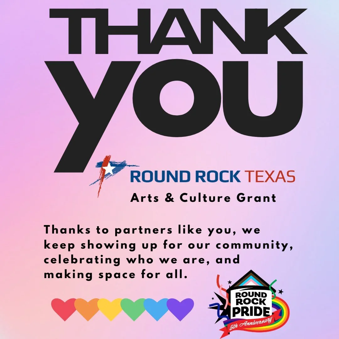 A huge THANK YOU to the City of Round Rock Texas for supporting us through the Arts &amp; Culture Grant! 🌈 Your partnership is what makes Round Rock Pride Festival possible. Here's to 5 years and counting! 🎉

#RoundRockPride #RoundRockTexas #ArtsAn