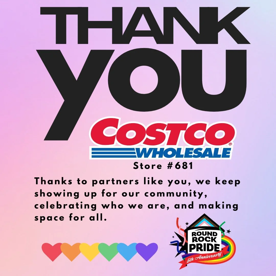 THANK YOU to @costco  Store #681 for your support of Round Rock Pride! 🌈🛒 Partners like you make our 5th Anniversary Festival possible. We're so grateful! 🎉

#RoundRockPride #Costco #ThankYou #LGBTQ #RoundRockTexas